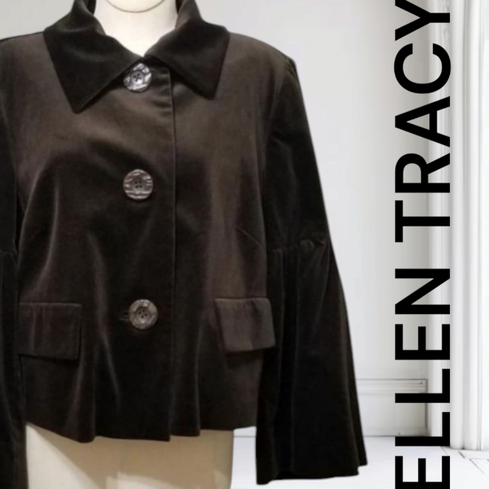 ELLEN TRACY VELVET JACKET BELL SLEEVE SIZE 8 WOMENS SIZE 8 GUC